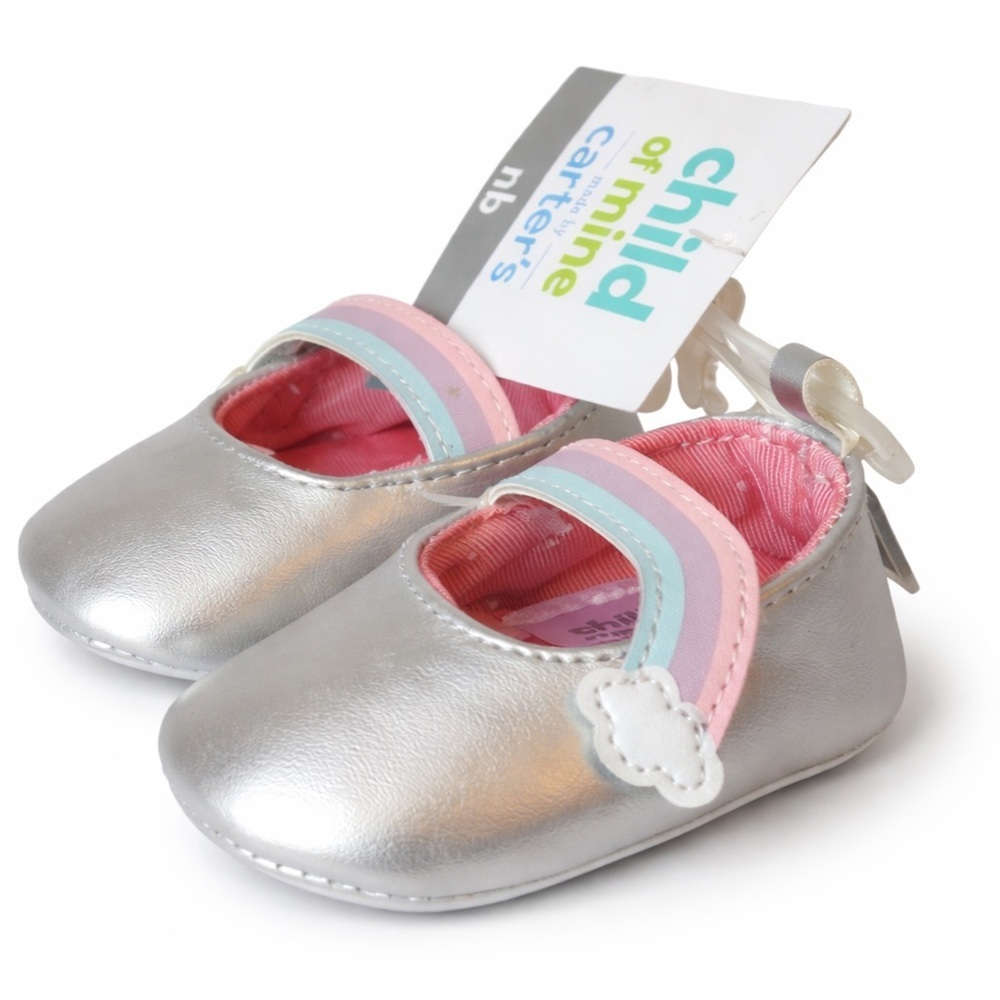 NWT Child of mine baby girls soft sole shoes newborn size